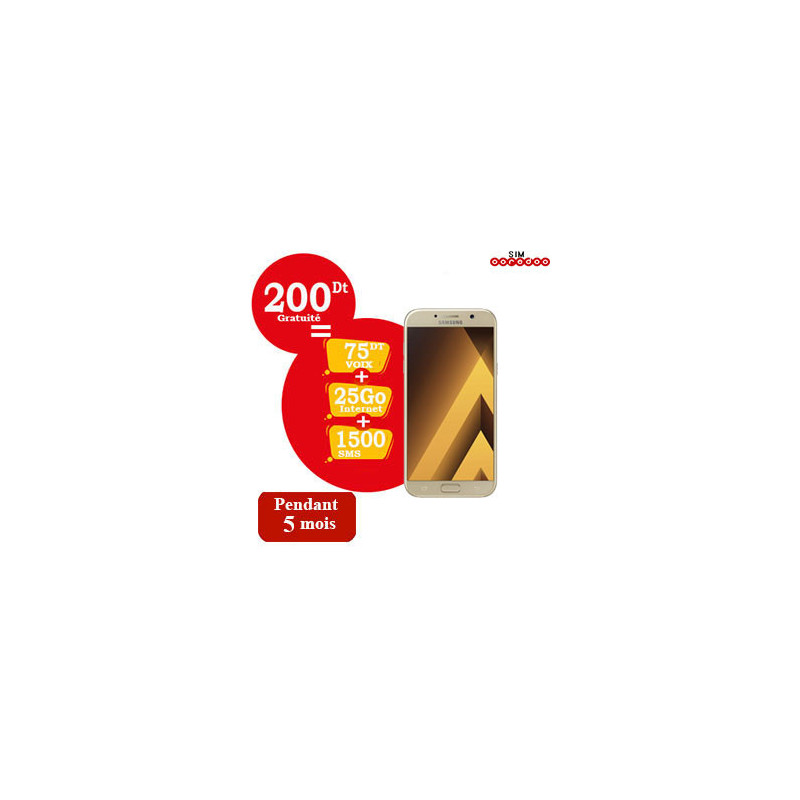 Smartphone SAMSUNG Galaxy A3 2017 Gold + 40dt Gratuité + SIM OFFERTE