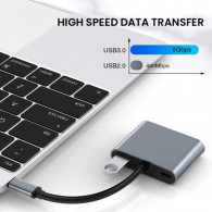 Adaptateur 4en1 Type-C Vers HDMI/VGA/Type-C/USB Noir en Tunisie