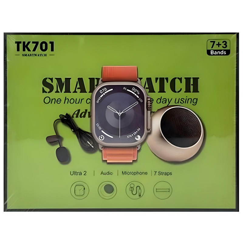 Coffret Montre Connectée TK701 Ultra 2 + Mini Speaker + Microphone Silver en Tunisie