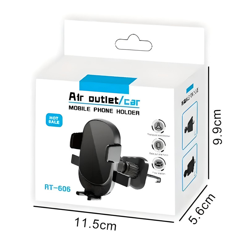 Support Voiture Pour Smartphone Air Outlet RT-606 Noir en Tunisie