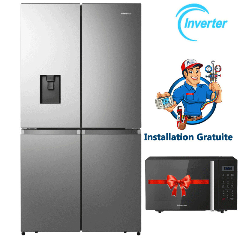 Réfrigérateur Side By Side Hisense Inverter 579L NoFrost Inox en Tunisie Réfrigérateur Side By Side Hisense Inverter 579L NoFrost Inox en Tunisie
