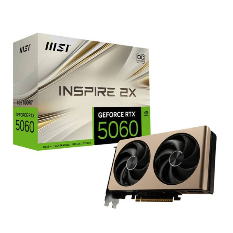 Carte Graphique Gaming MSI GeForce RTX 5060 8Go GDDR7 Inspire 2X OC En Tunisie Carte Graphique Gaming MSI GeForce RTX 5060 8Go GDDR7 Inspire 2X OC En Tunisie