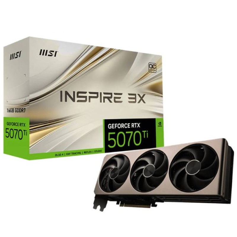 Carte Graphique Gaming MSI GeForce RTX 5070 Ti 16Go GDDR7 Inspire 3X OC Plus en Tunisie Carte Graphique Gaming MSI GeForce RTX 5070 Ti 16Go GDDR7 Inspire 3X OC Plus en Tunisie