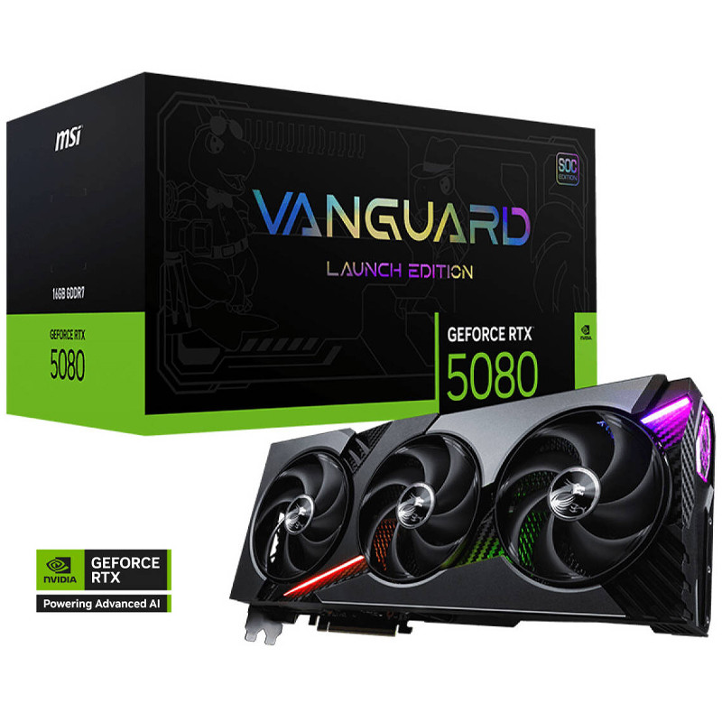 Carte Graphique Gaming MSI GeForce RTX 5080 16Go GDDR7 Vanguard Soc Launch Edition en Tunisie