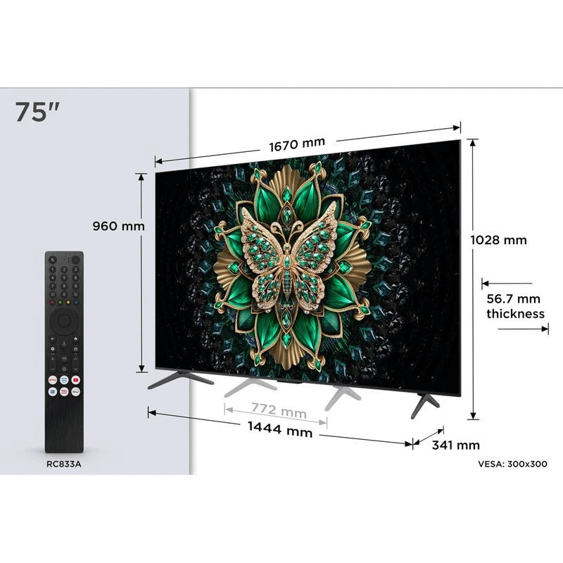TV TCL C6K 75" 4K UHD Smart TV MiniLED Noir en Tunisie