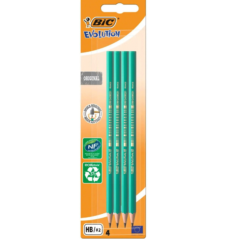 Packs De 4 Crayons Bic Evolution Original Noir en Tunisie