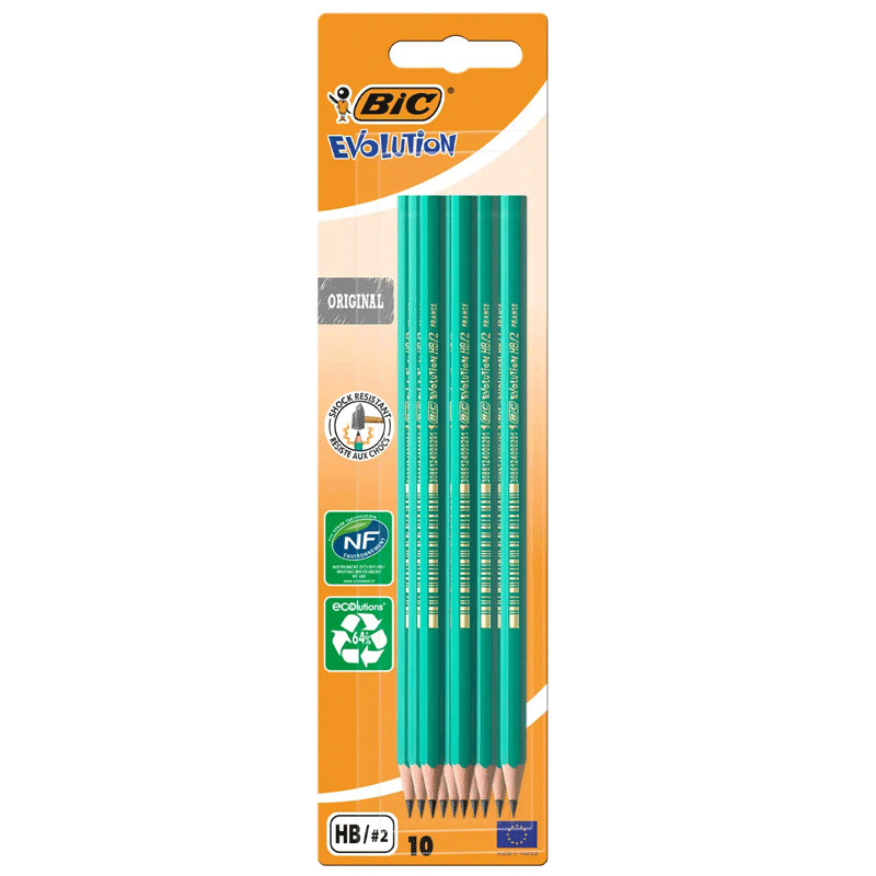 Packs De 10 Crayons Bic Evolution Original Noir en Tunisie