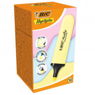 Pochette De 12 Surligneurs Bic Highlighter Jaune Pastel en Tunisie