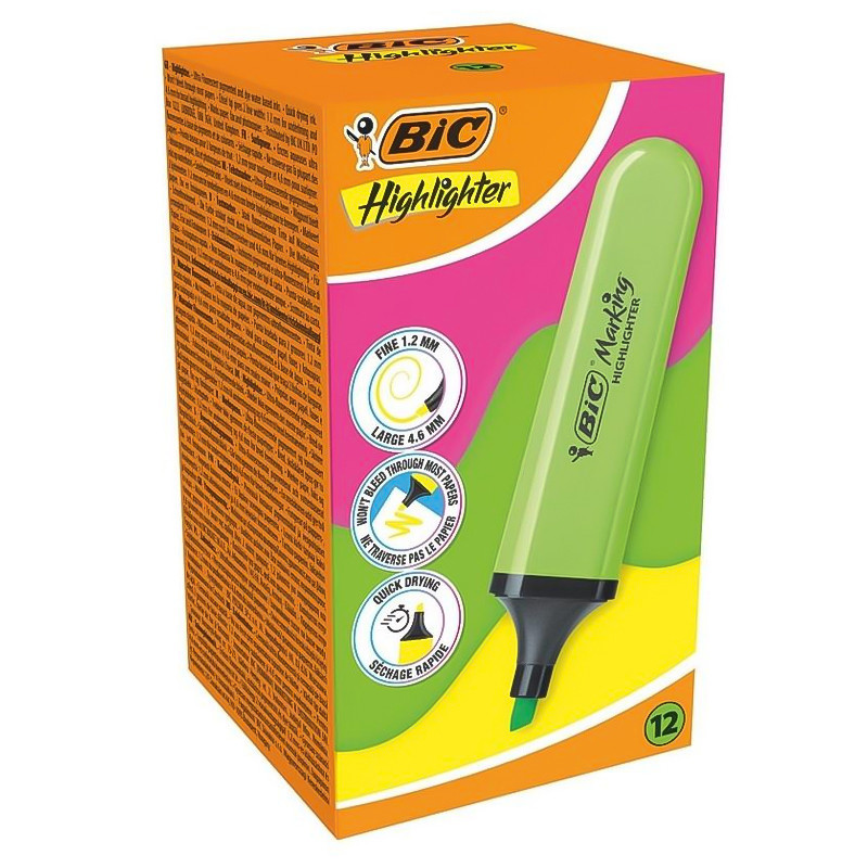 Pochette De 12 Surligneurs Bic Highlighter Vert En Tunisie Pochette De 12 Surligneurs Bic Highlighter Vert En Tunisie