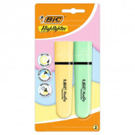 Pack de 2 Surligneurs Bic Highlighter Pastel Assorties En Tunisie