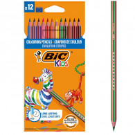 12 Crayons De Couleurs Bic Evolution Stripes de couleur Multicolore