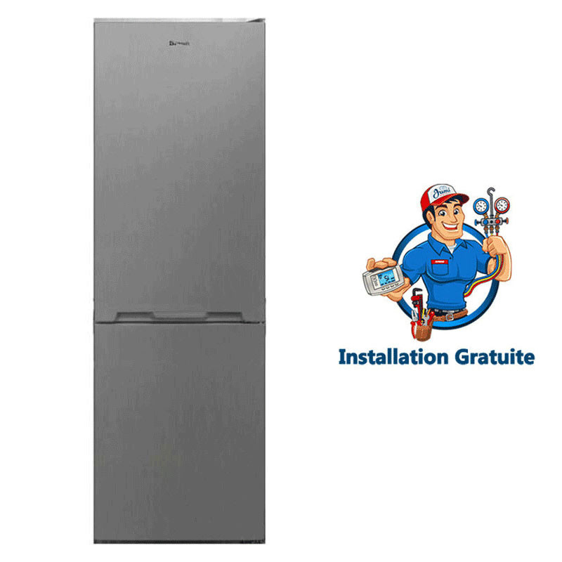 Réfrigérateur Combiné BRANDT 380 Litres NoFrost Silver (BCT8620X)