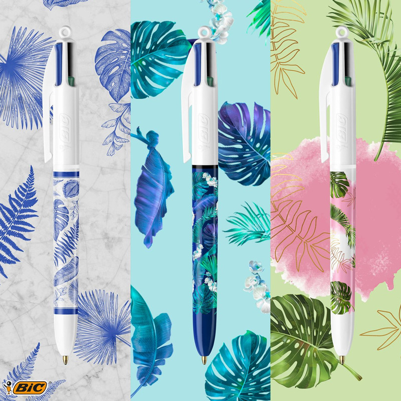 3 Stylo a Bille Rétractable Bic Fleurs 1mm 4 Couleurs En Tunisie