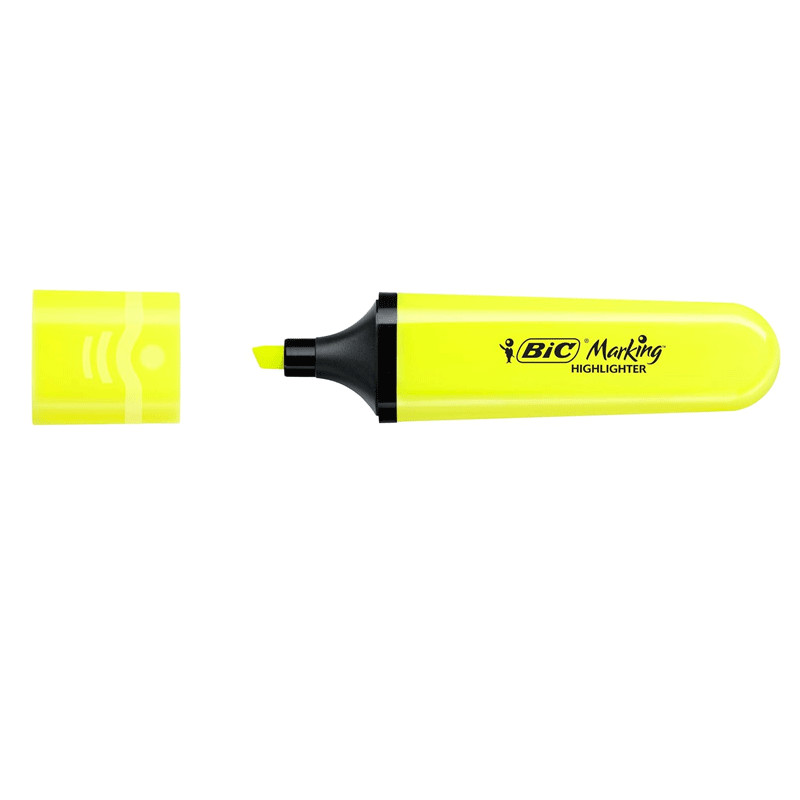 Pochette De 12 Surligneurs Bic Highlighter Jaune en Tunisie
