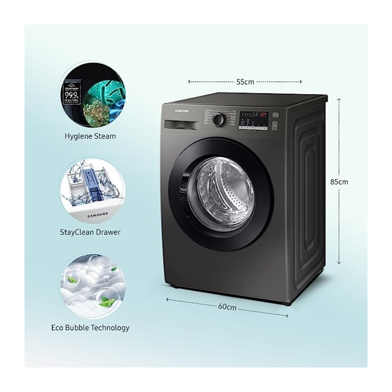 Machine à Laver Samsung WW70T4020CX1TL Inverter 7Kg Inox en Tunisie
