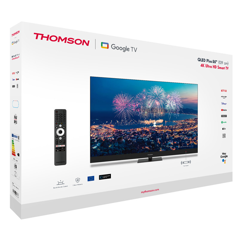 TV Thomson 55QG6C14 55" QLED Plus Smart Google Tv Noir En Tunisie