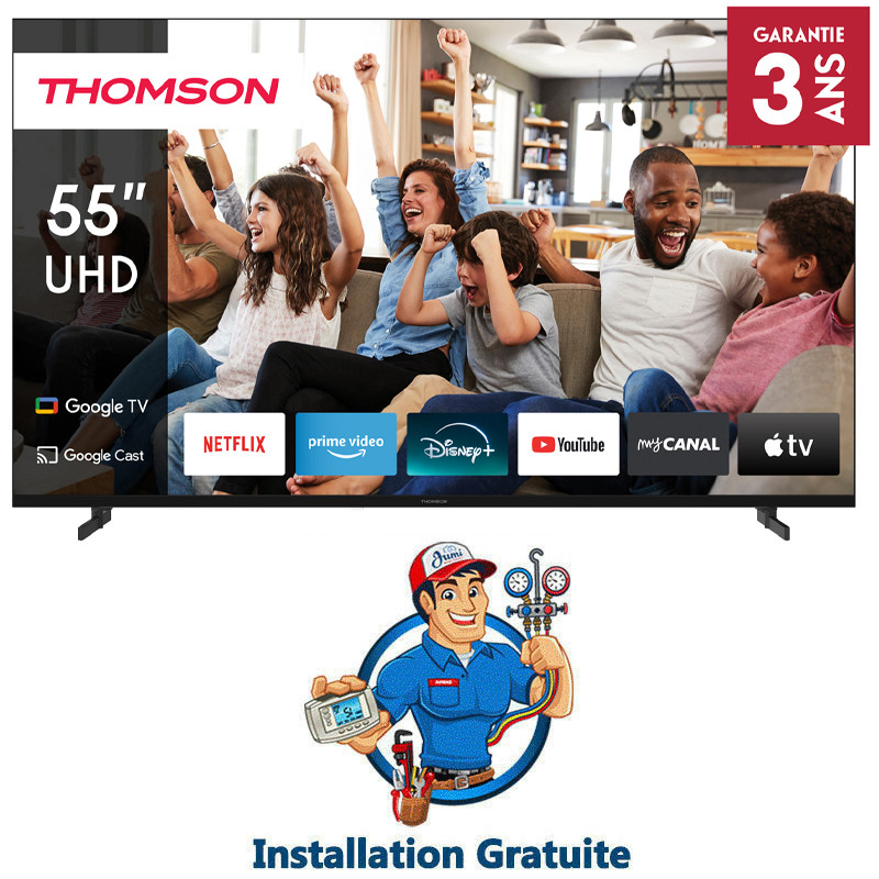 TV Thomson 55" 55UG4S14 UHD Google Tv Noir en Tunisie TV Thomson 55" 55UG4S14 UHD Google Tv Noir en Tunisie