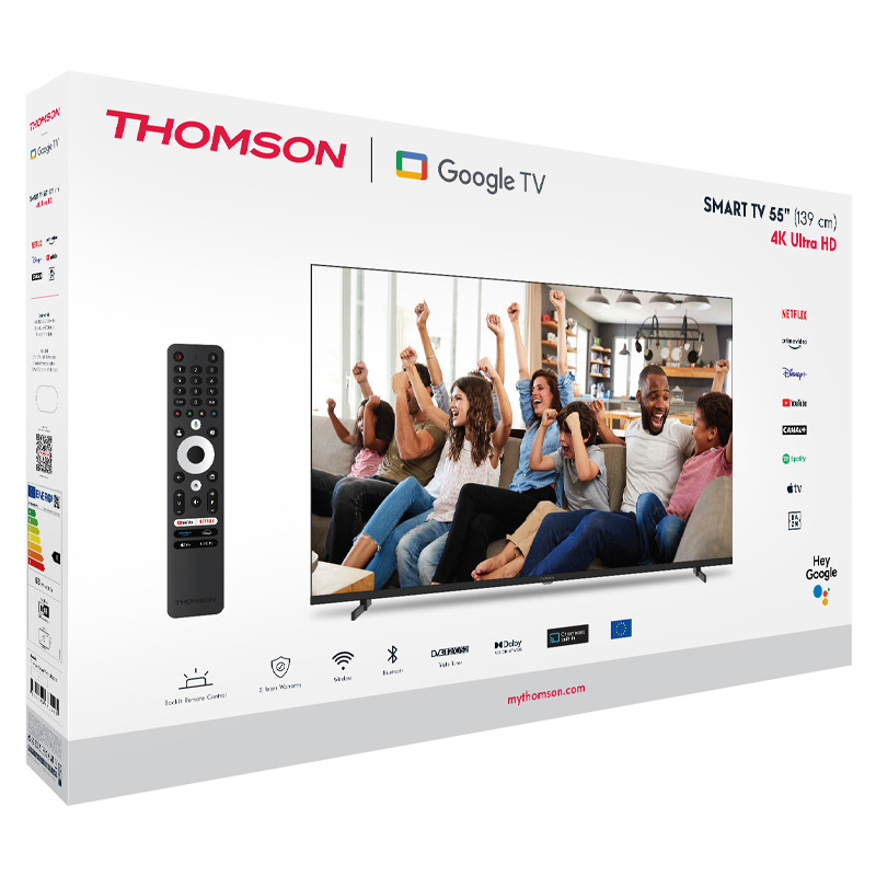 TV Thomson 55" 55UG4S14 UHD Google Tv Noir en Tunisie