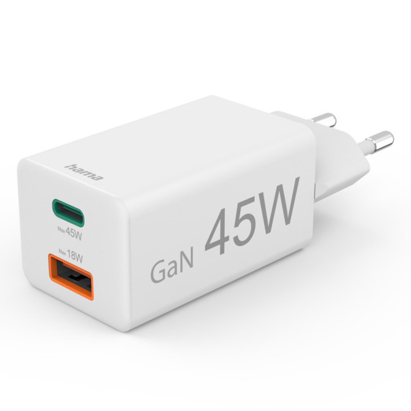 Adaptateur Chargeur Hama 2 Ports Type-C 45W Blanc en Tunisie Adaptateur Chargeur Hama 2 Ports Type-C 45W Blanc en Tunisie
