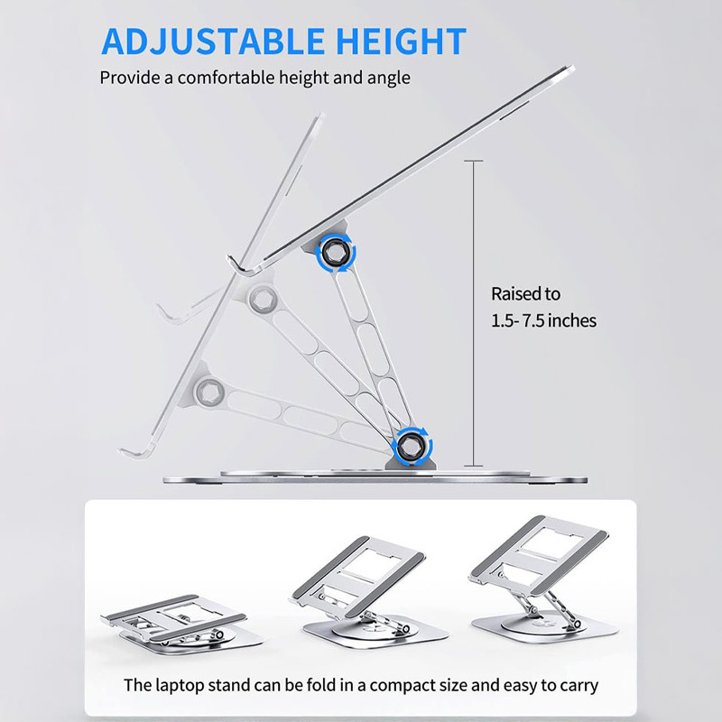 Support Pc Portable Pliable Avec Rotation 360° Gris en Tunisie