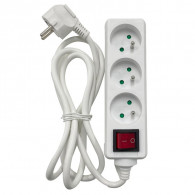 Multiprise Gape 3 Sorties 2P+T avec Interrupteur Blanc en Tunisie