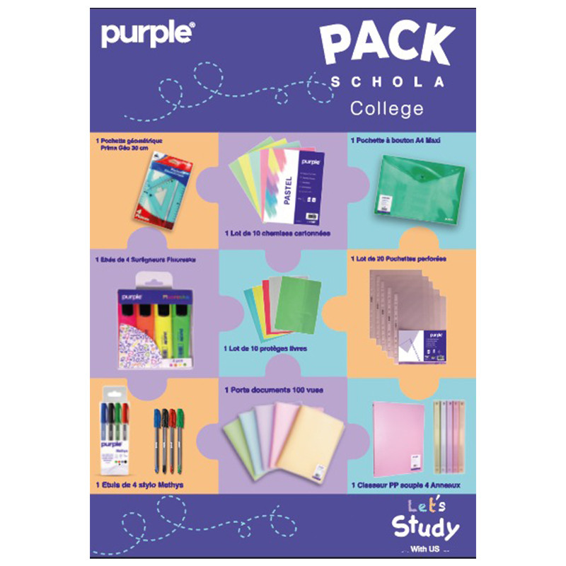 Pack Fourniture Scolaire Purple Collège en Tunisie