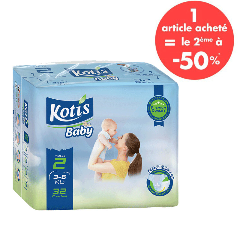 Couches Bébé Kotis Premium T2 32 Pièces en Tunisie