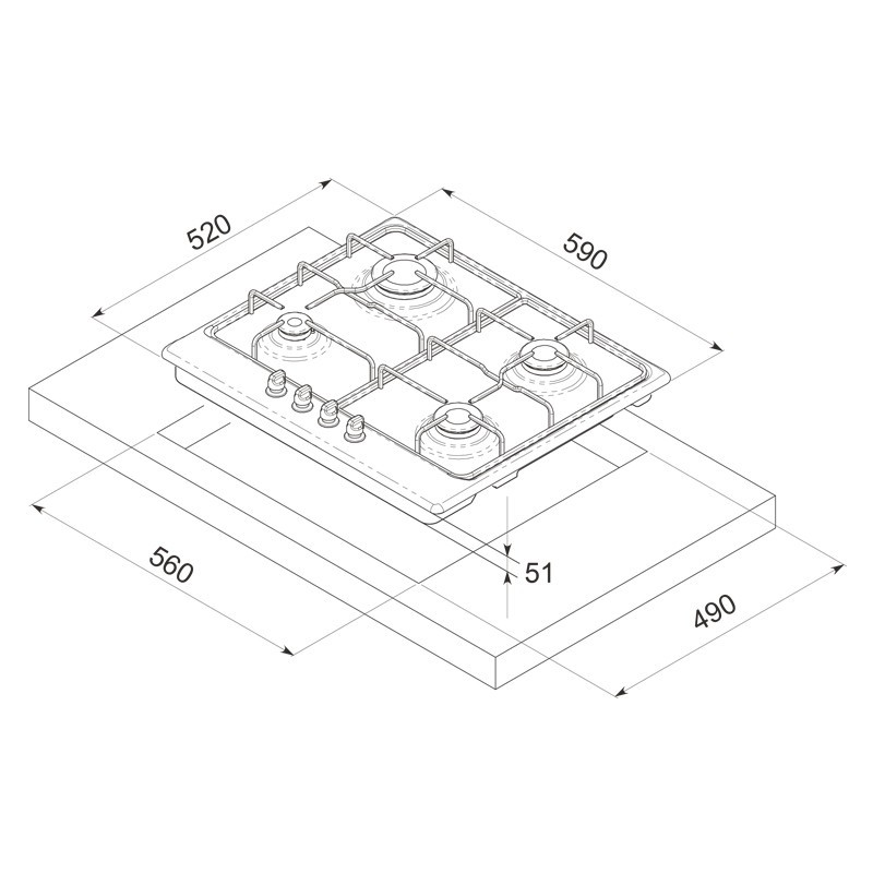 Plaque De Cuisson Focus 4 Feux Inox F.408X en Tunisie
