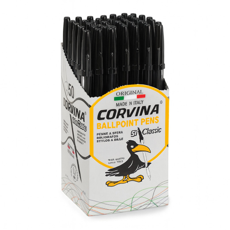 Pack de 50 Stylos à Bille Carioca Corvina 0.7mm Noir En Tunisie