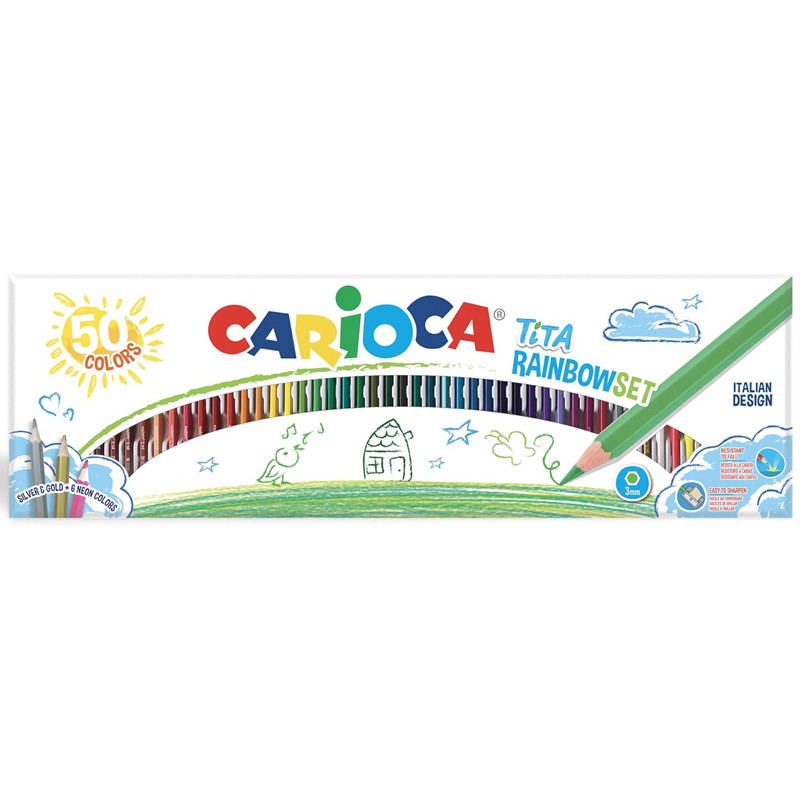 Pack de 50 Crayons Carioca Tita Rainbow Assorties En Tunisie