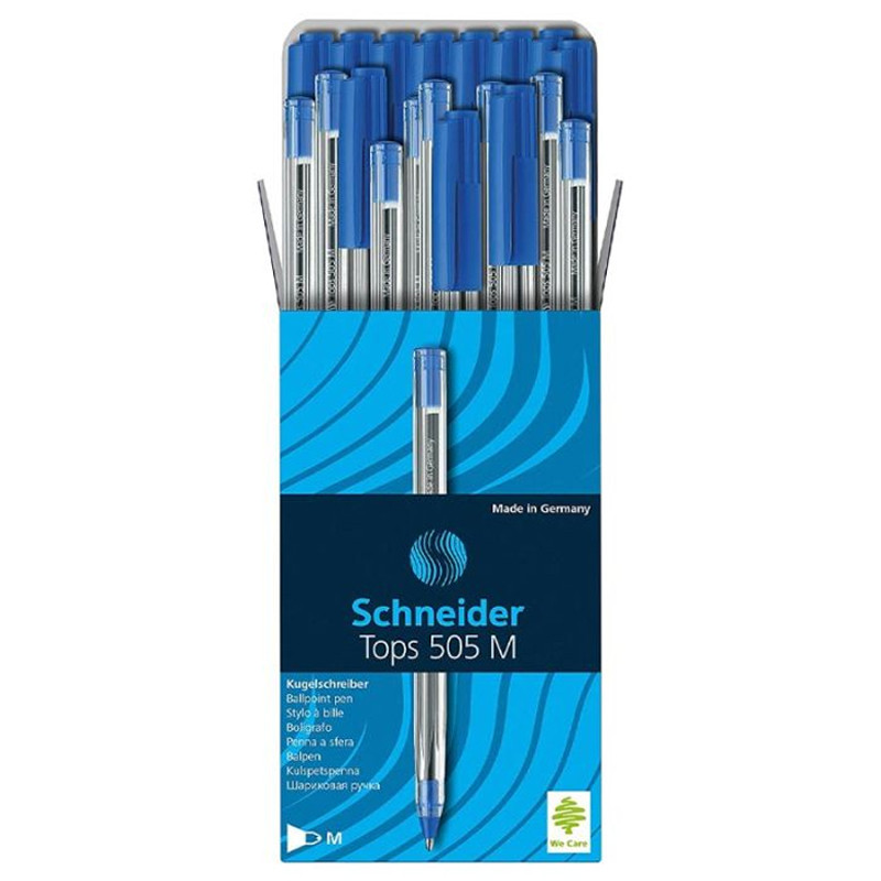 Pack de 50 Stylos à Bille Schneider Tops 505M Bleu en Tunisie