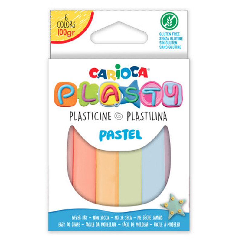 Pâte a modeler Carioca Plasty 6 Couleurs Pastel 100G En Tunisie