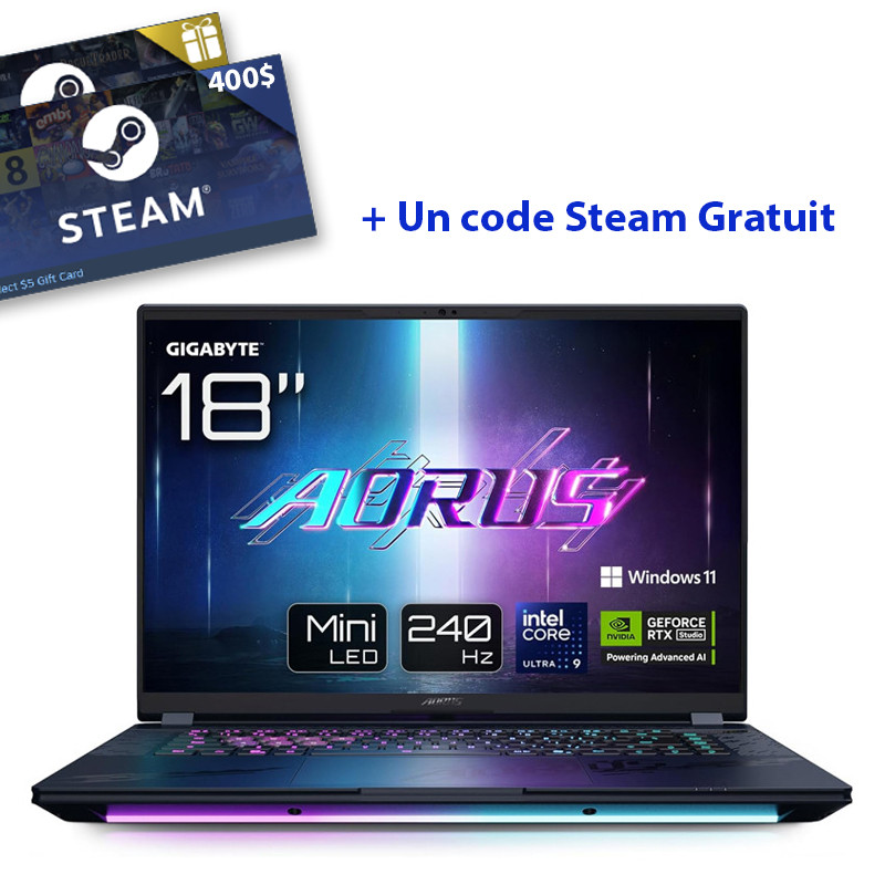 Pc Portable Gamer Gigabyte Aorus Master 18 AM8H BZH Ultra 9 32Go 2To SSD Windows 11 Pro en Tunisie Pc Portable Gamer Gigabyte Aorus Master 18 AM8H BZH Ultra 9 32Go 2To SSD Windows 11 Pro en Tunisie