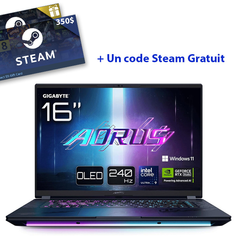 Pc Portable Gamer Gigabyte Aorus Master 16 AM6H BYH Ultra 9 32Go 1To SSD Windows 11 Pro en Tunisie Pc Portable Gamer Gigabyte Aorus Master 16 AM6H BYH Ultra 9 32Go 1To SSD Windows 11 Pro en Tunisie