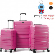 Set De Trois Valises Titou Incassable Rose Fuchsia