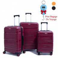 Set De Trois Valises Rouge Bordeaux