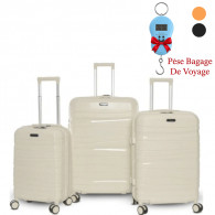 Set De 3 Valises Incassable Avec Roues Démontables Crème