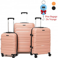Set De 3 Valises Incassable Avec Roues Démontables Rose en Tunisie