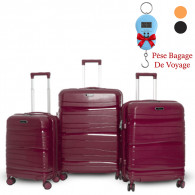 Set De 3 Valises Incassable Avec Roues Démontables Bordeaux
