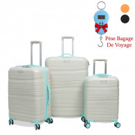 Set De Trois Valises Titou Avec Roues Démontables Beige et Bleu en Tunisie
