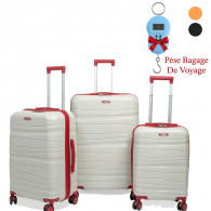 Set De Trois Valises Titou Avec Roues Démontables Beige et Rouge en tunisie