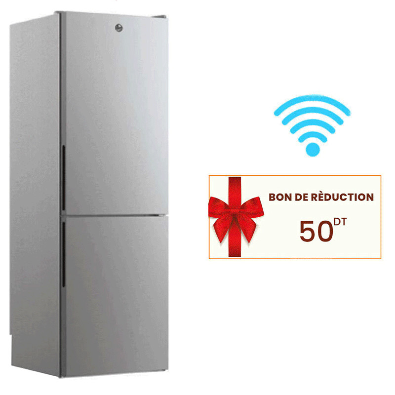 Réfrigérateur Combiné Hoover Nofrost 341L Silver (HOCE3T618ES)