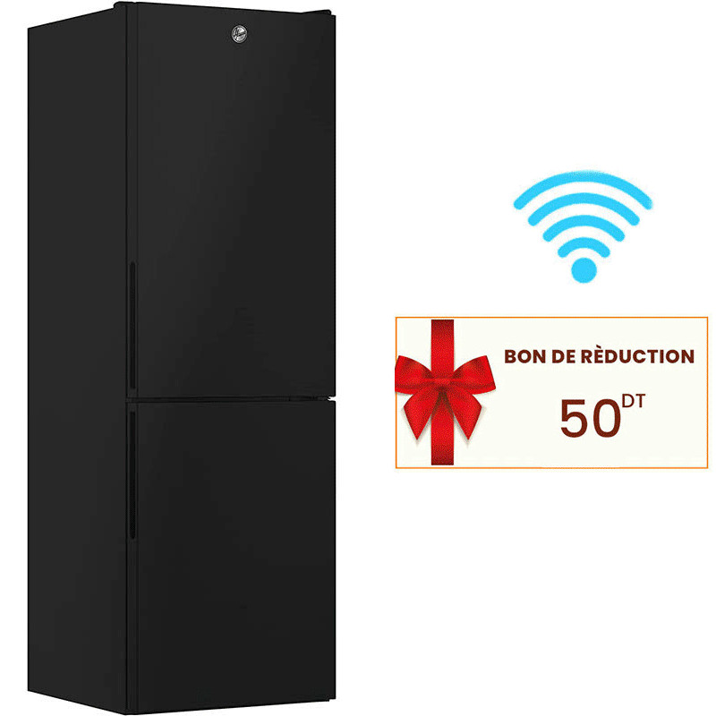 Réfrigérateur Combiné Hoover Nofrost 341L Noir (HOCE4T618EB) Réfrigérateur Combiné Hoover Nofrost 341L Noir (HOCE4T618EB)