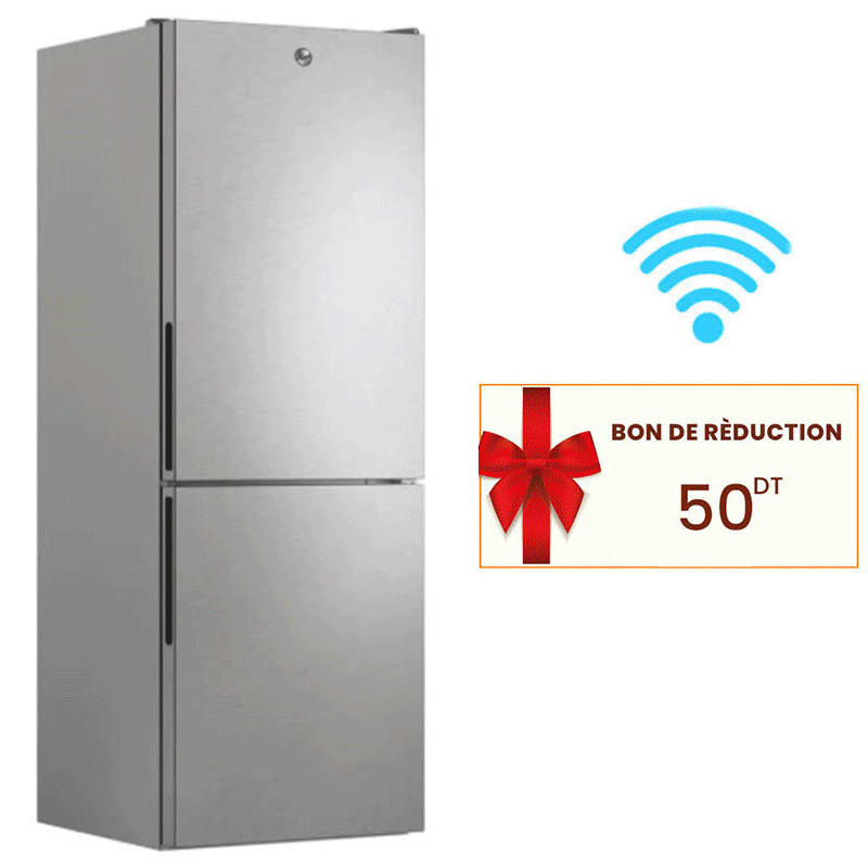 Réfrigérateur Combiné Hoover Nofrost 341L Inox (HOCE4T618) Réfrigérateur Combiné Hoover Nofrost 341L Inox (HOCE4T618)