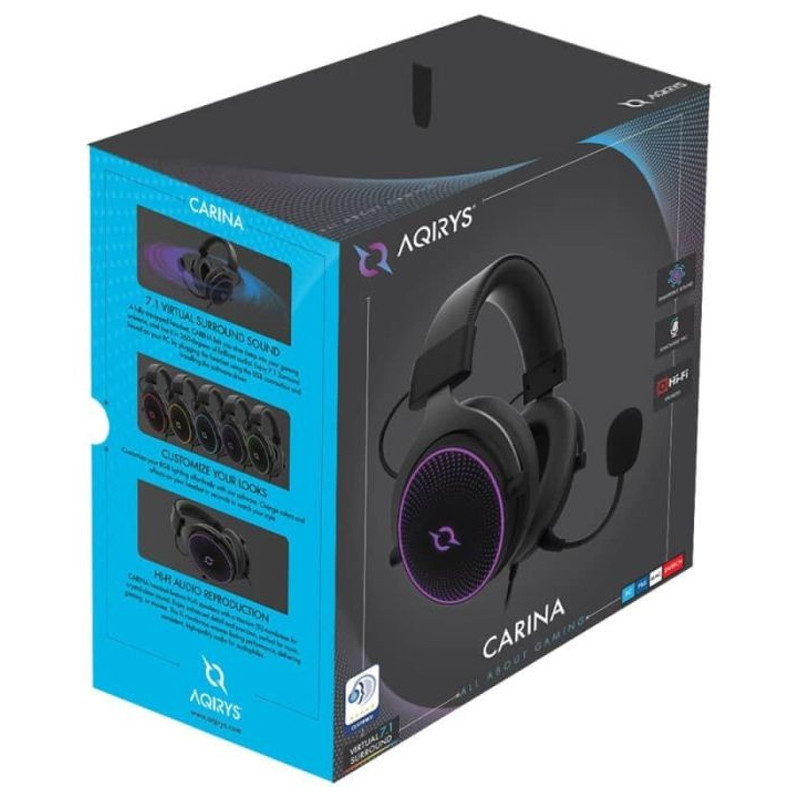 Micro Casque Gaming Filaire Aqirys Carina RGB Noir En Tunisie