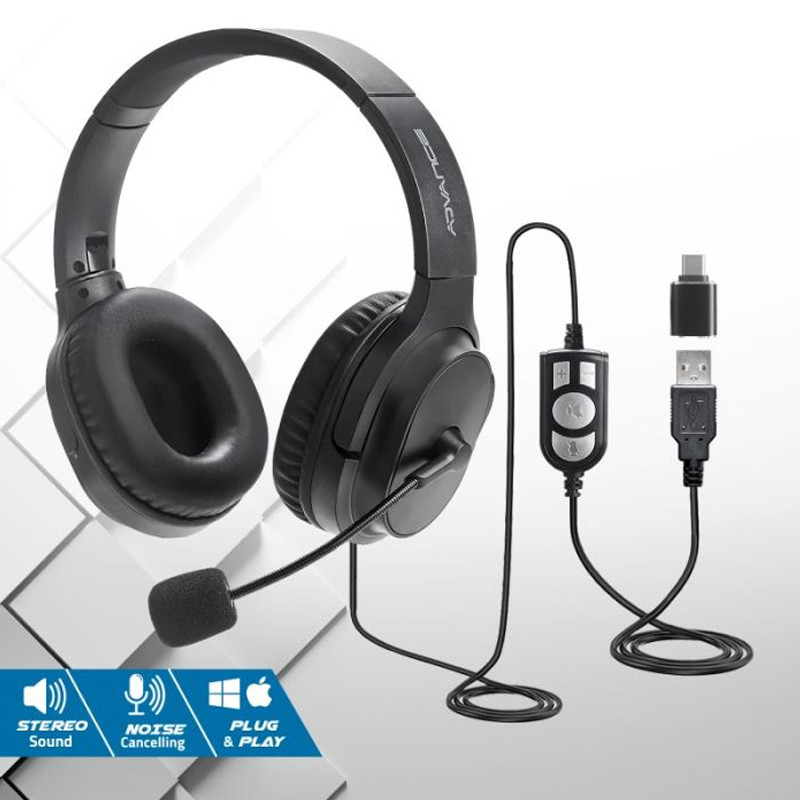 Micro Casque Filaire Advance Smartphonics 550 stéréo 2en1 Noir En Tunisie