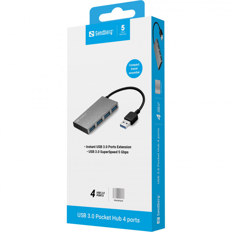 Hub USB Sandberg 133-88 4 Ports Gris En Tunisie