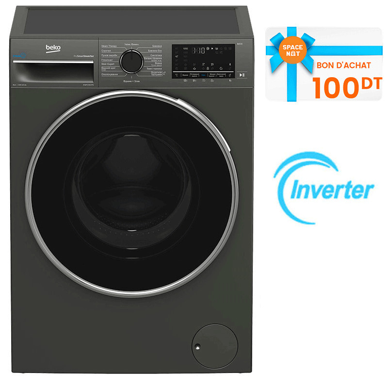 Machine à Laver Frontale Beko B3WFU5822MG 8Kg Inverter Noir en Tunisie