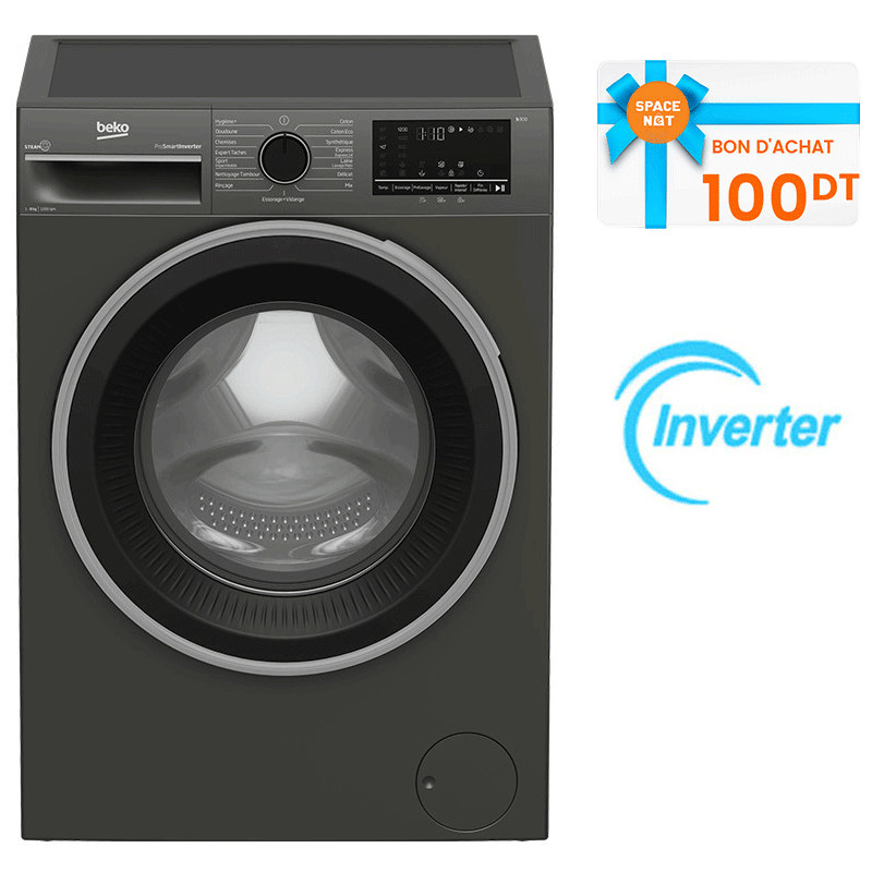 Machine à Laver Frontale Beko B3WFU4822MG 8Kg Inverter Gris Foncée en Tunisie Machine à Laver Frontale Beko B3WFU4822MG 8Kg Inverter Gris Foncée en Tunisie