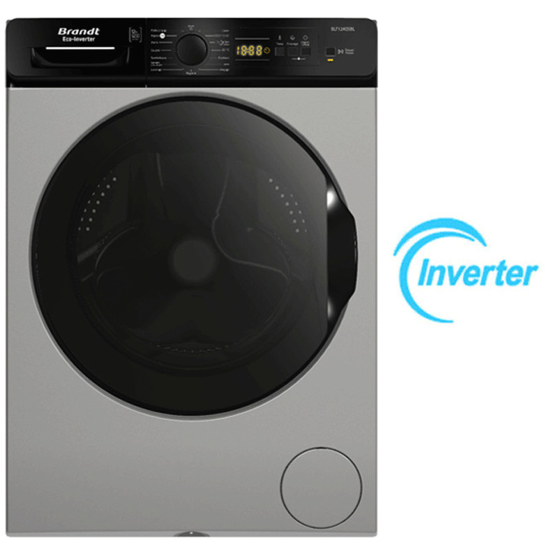 Machine à Laver Frontale Brandt BLF124QSBL Inverter 12Kg Silver